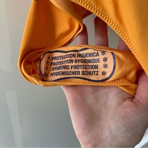 NWT Zara Sweetheart Neckline Ruched One Piece Swimsuit in Orange - Picture 5 of 9